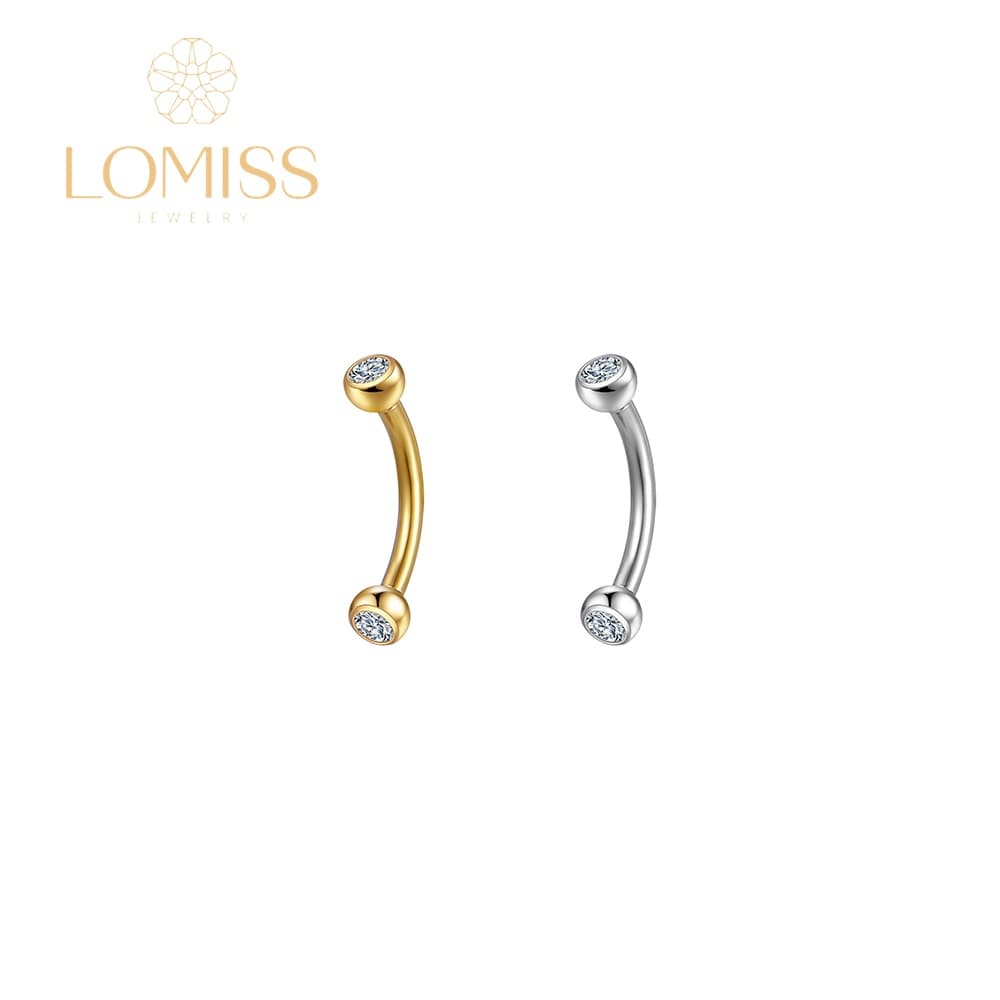 piercing Barbell Curvo Aço Cirúrgico com Zircônia Cravada Lomiss piercing