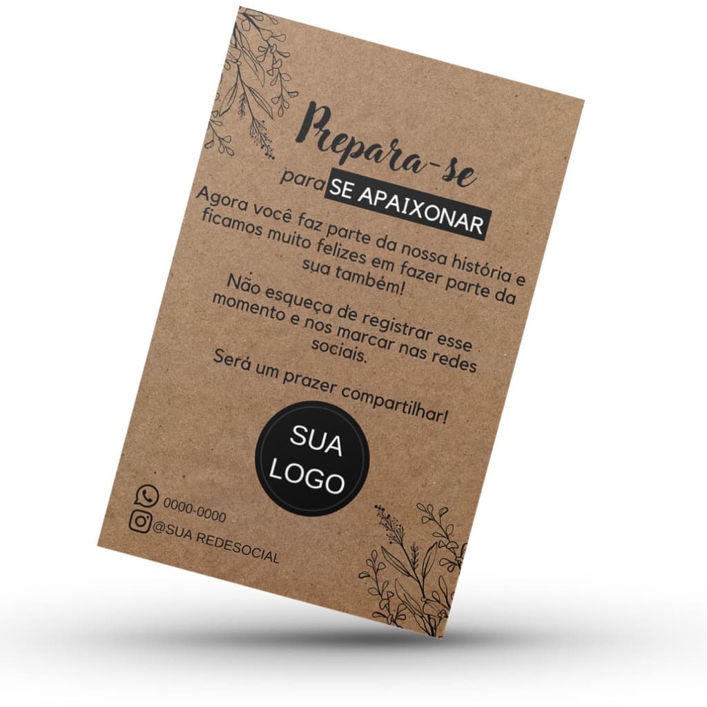 Cartões De Agradecimento Pela Compra PERSONALIZADO Kraft 7x10cm