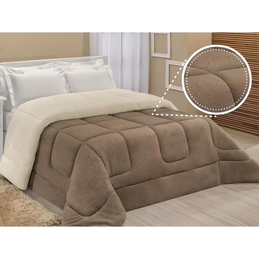Coberdrom Casal Queen Sherpa Edredrom Pele de Carneiro 2,40m x 2,20m