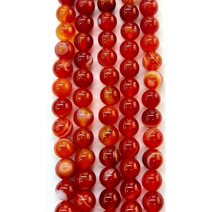 Contas de Pedra Natural Ágata de Fogo 06 mm / Fio