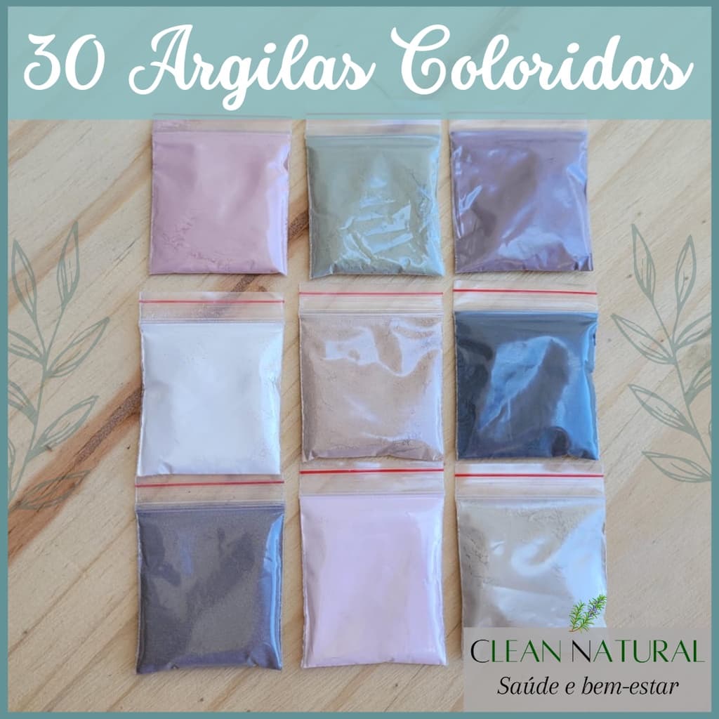 30 Argilas Coloridas Sem Etiqueta - Clean Natural - Limpeza de pele - Mimo para clientes - Lembrancinha - Cuidado Facial