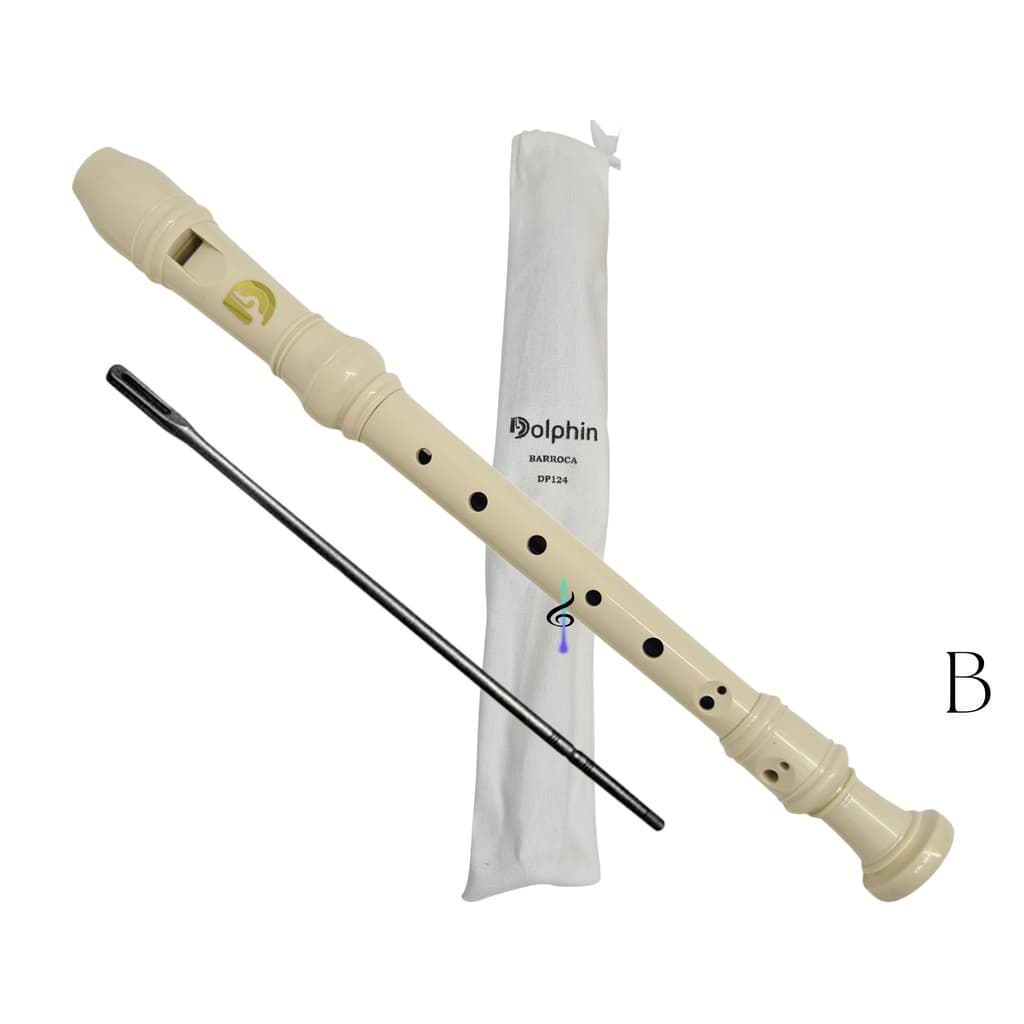 Flauta Doce Barroca Dolphin Com Capa + Vareta Limpeza DP124
