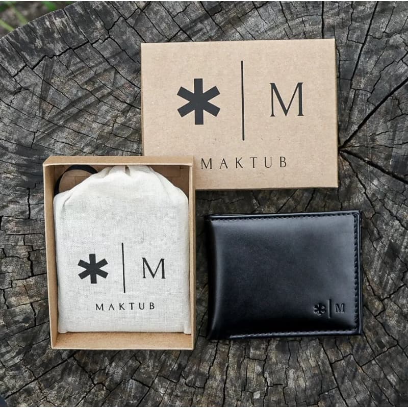 Carteira Masculina Em Couro Preta Maktub Prime Para Cartão Cnh dinheiro com bag caixa para presente