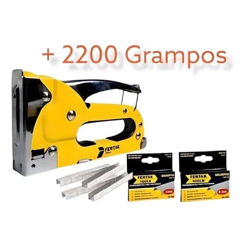 Grampeador Tapeceiro 4-8 mm Fertak + 2200 Grampos Ferramentas Profissional