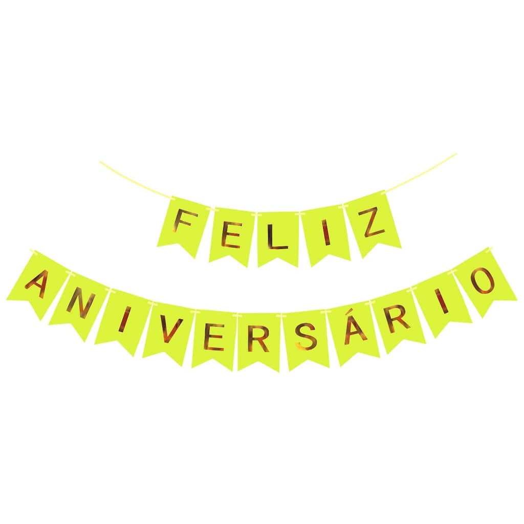 Faixa Feliz Aniversário Bandeirola Cores Neon 3.2mts
