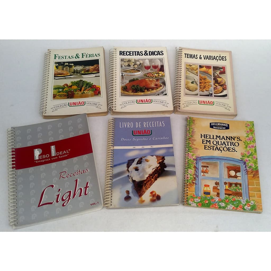 Lote 6 Livros De Receitas União Helmanns anos 80, 90 e 2000