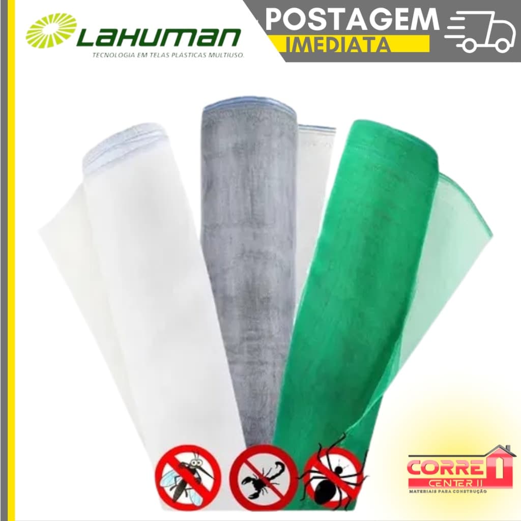 Tela Mosquiteira Nylon 1,20 Altura Resist.Verde Branca e Cinza