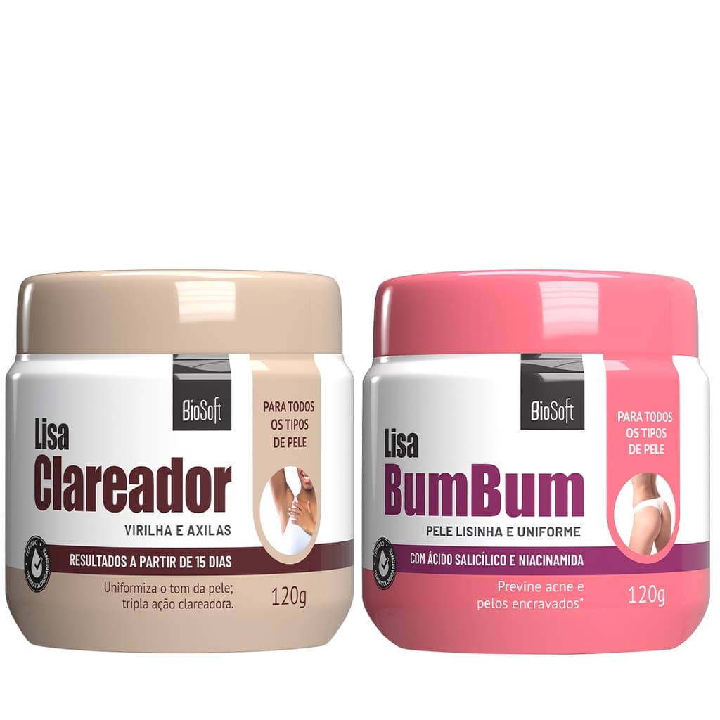 Kit Bumbum Lisinho + Creme Clareador de Virilha e Axila Bio Soft