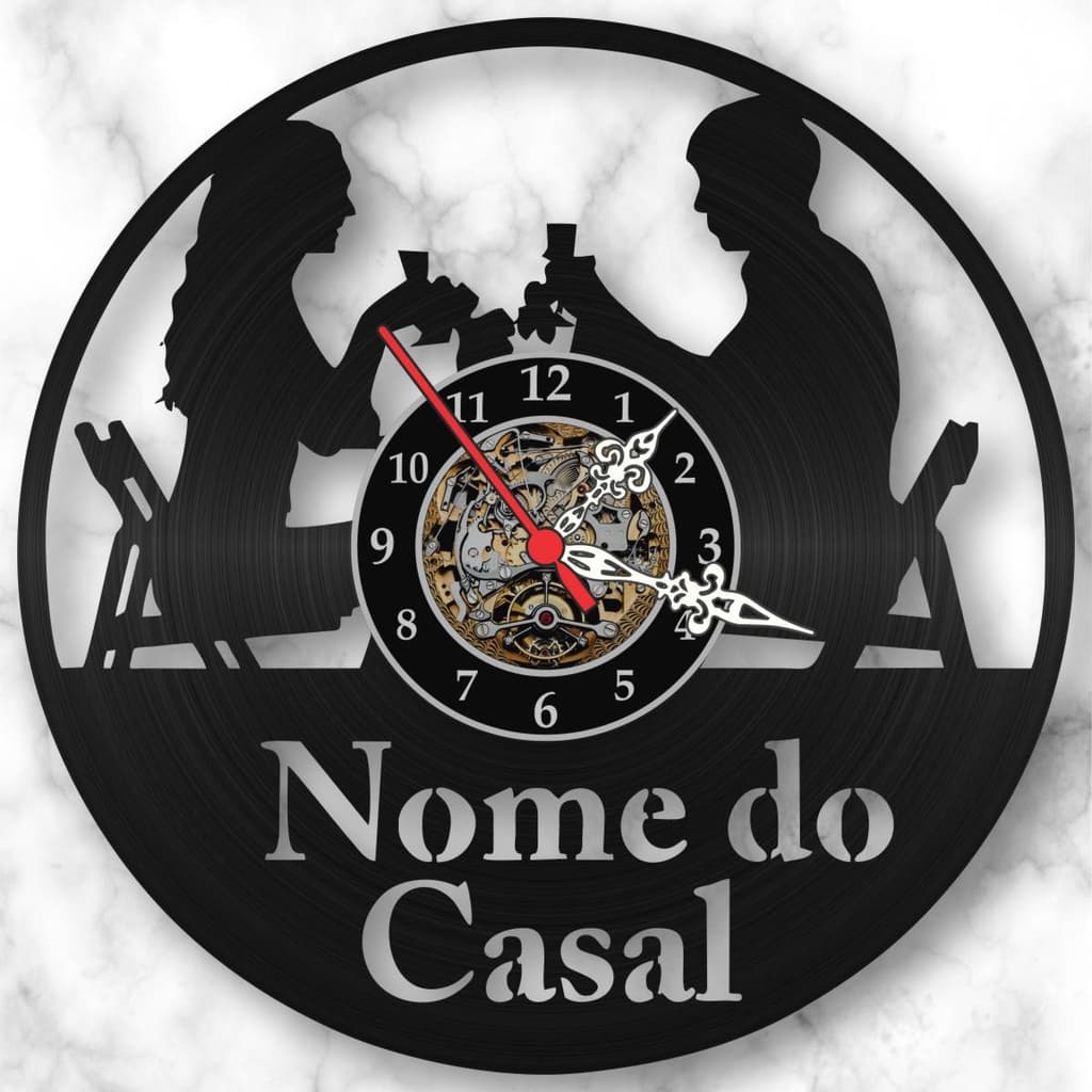Relógio Parede Personalizado Casal Jantando Nomes Dia Namorados Vinil Presente Criativo Charmoso