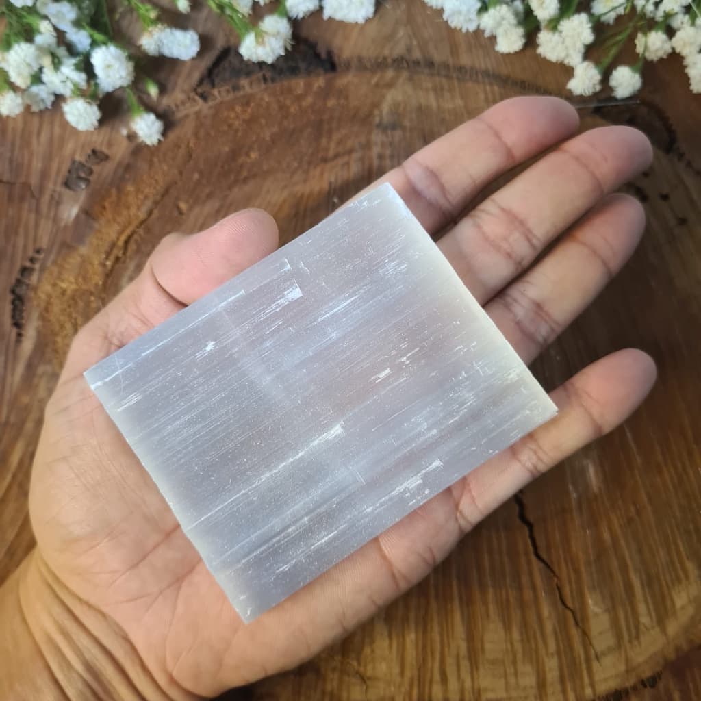 Selenita Branca Placa Chapa Selenita Bruta De Limpeza - Cristal de Purificação