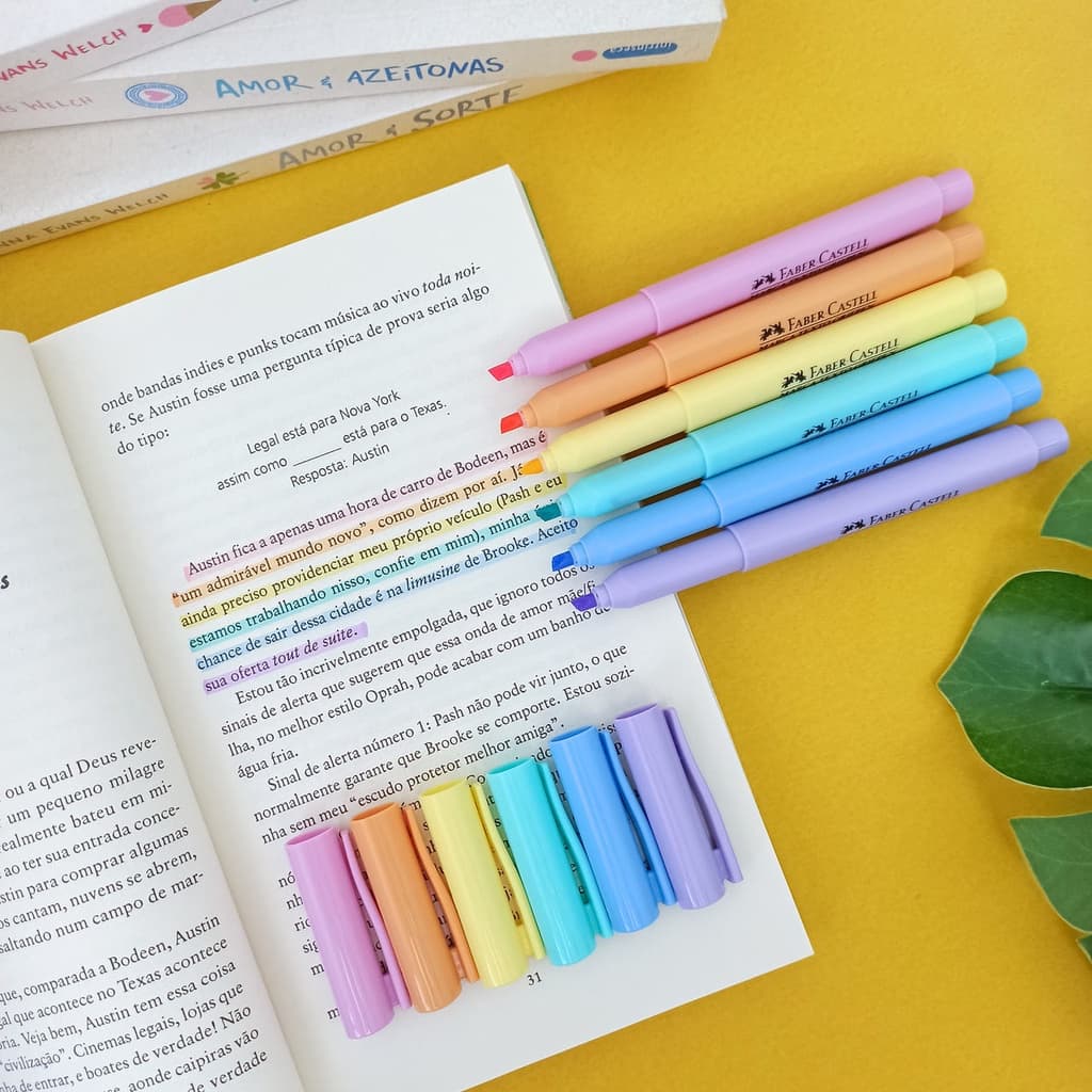 Caneta Marca Texto Tom Pastel Grifpen (Amarelo, Azul, Laranja, Lilás, Rosa Verde) - Faber-Castell