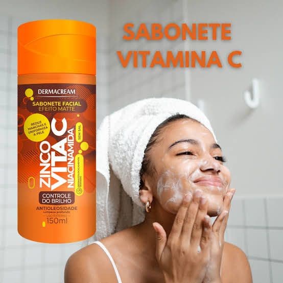 Sabonete Líquido Facial Dermacream de Vitamina C e Zinco 150ml | Envio Imediato