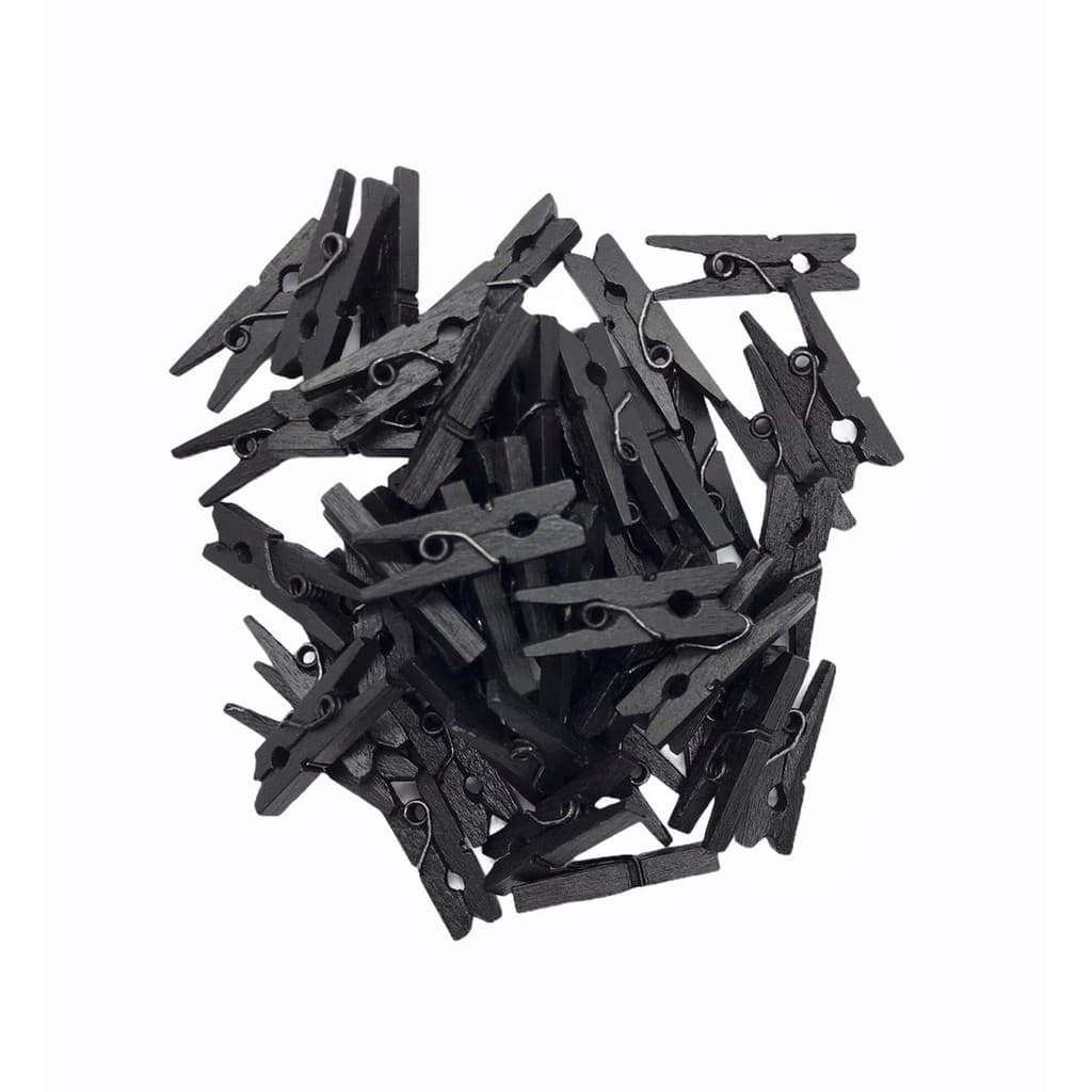 Mini Pregador de Madeira 2,5 cm 3,5 cm Preto Prendedor de Fotos Lembrancinha Artesanato Pacote