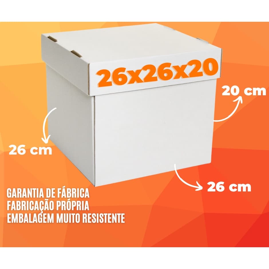 Caixa Para Bolo Alto 26x26x20 Kit 10 Unidades Vários Tamanhos