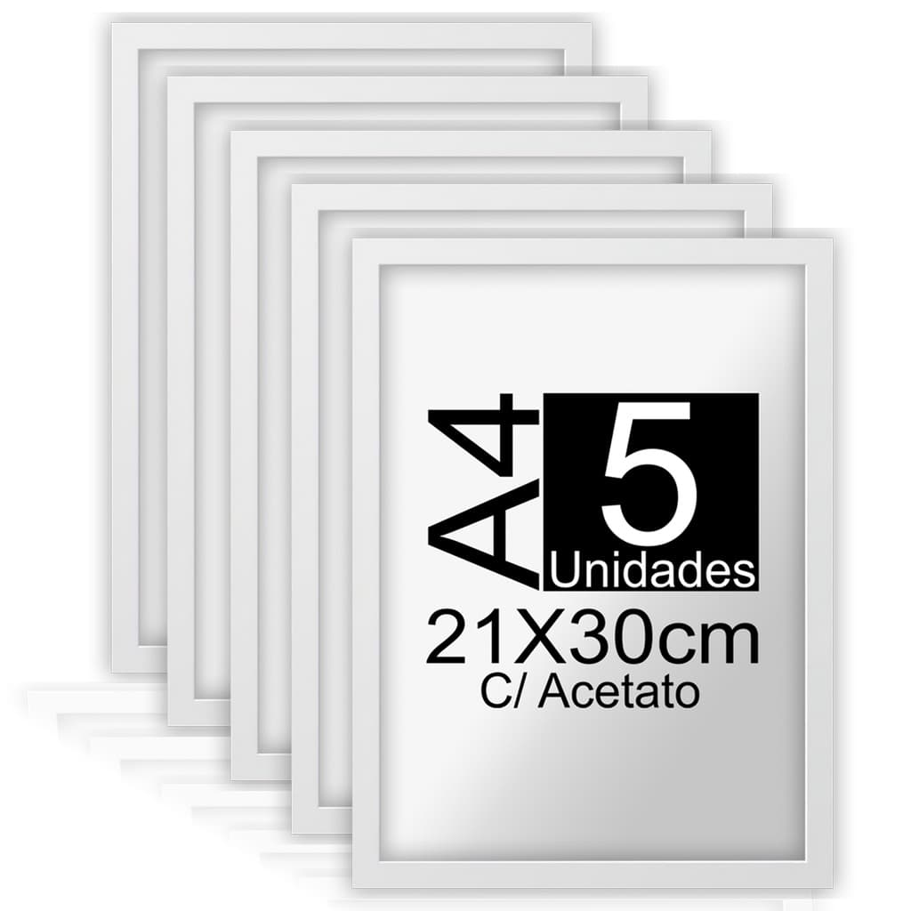 Quadro 5 Molduras A4 Para Certificados Diplomas Certidão Declaração 21x30 Com Acetato