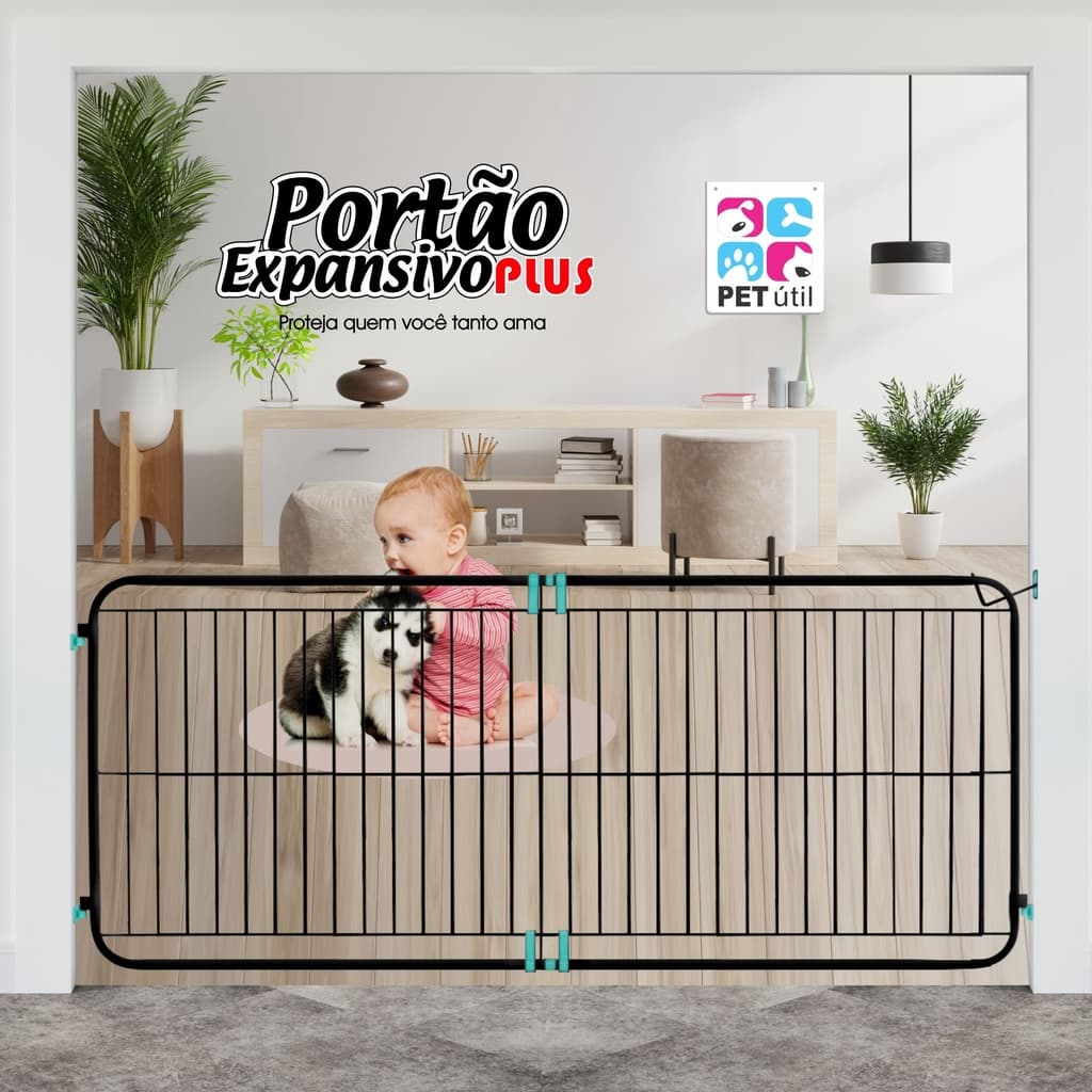 Portão Expansivo Plus 99cm a 165 Cm PetÚtil Proteção Pet Cachorro ou Criança Kids