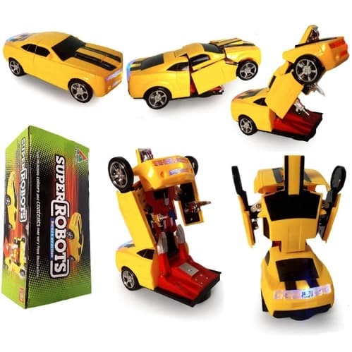 Carrinho Camaro Transformers Vira Robô Luz Som Bate Volta