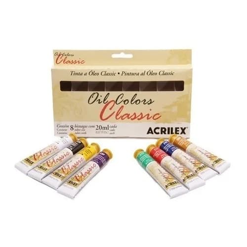 Estojo Tinta A Óleo Colors Classic Com 8 Bisnagas Acrilex