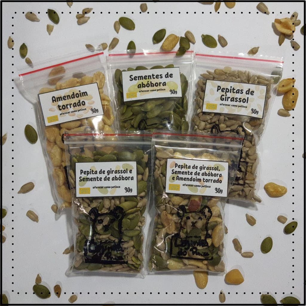 Petisco para hamster e roedores, aves - semente de abóbora, pepitas de girassol e amendoim torrado