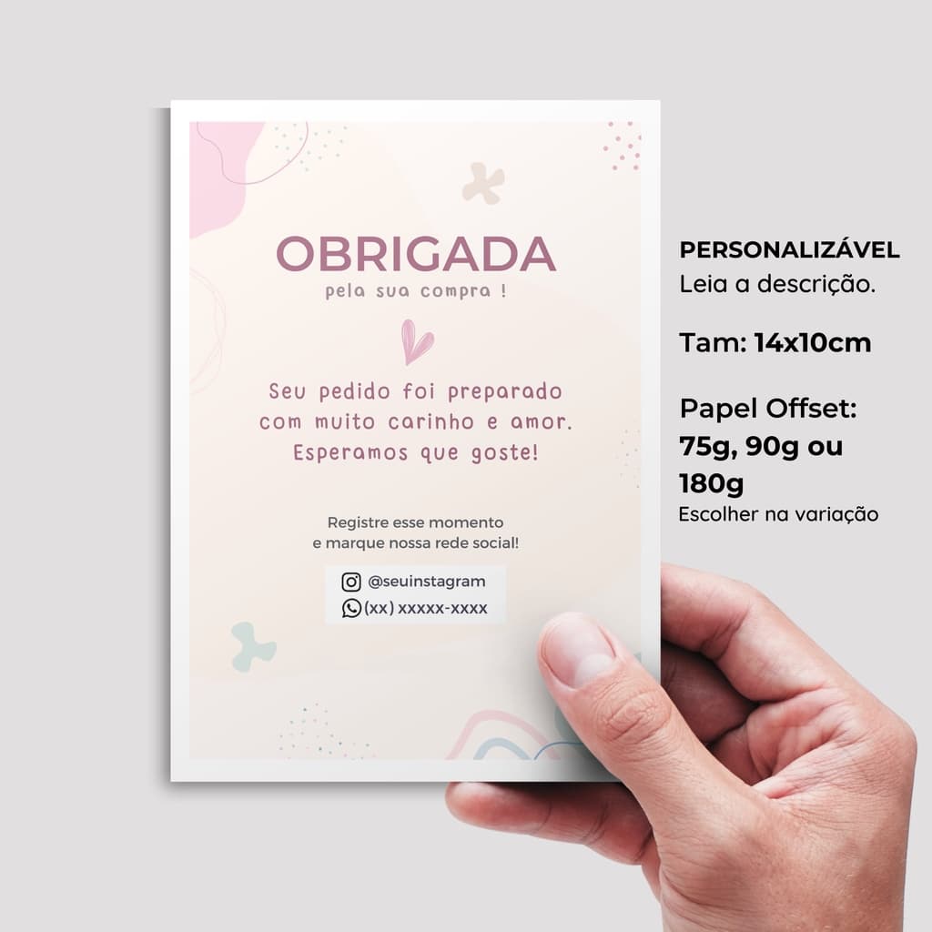 100 ou 50 Carta de Agradecimento ao Cliente Personalizada Cartão 10x14 para loja, ecommerce, empresa, Flyer, Panfleto