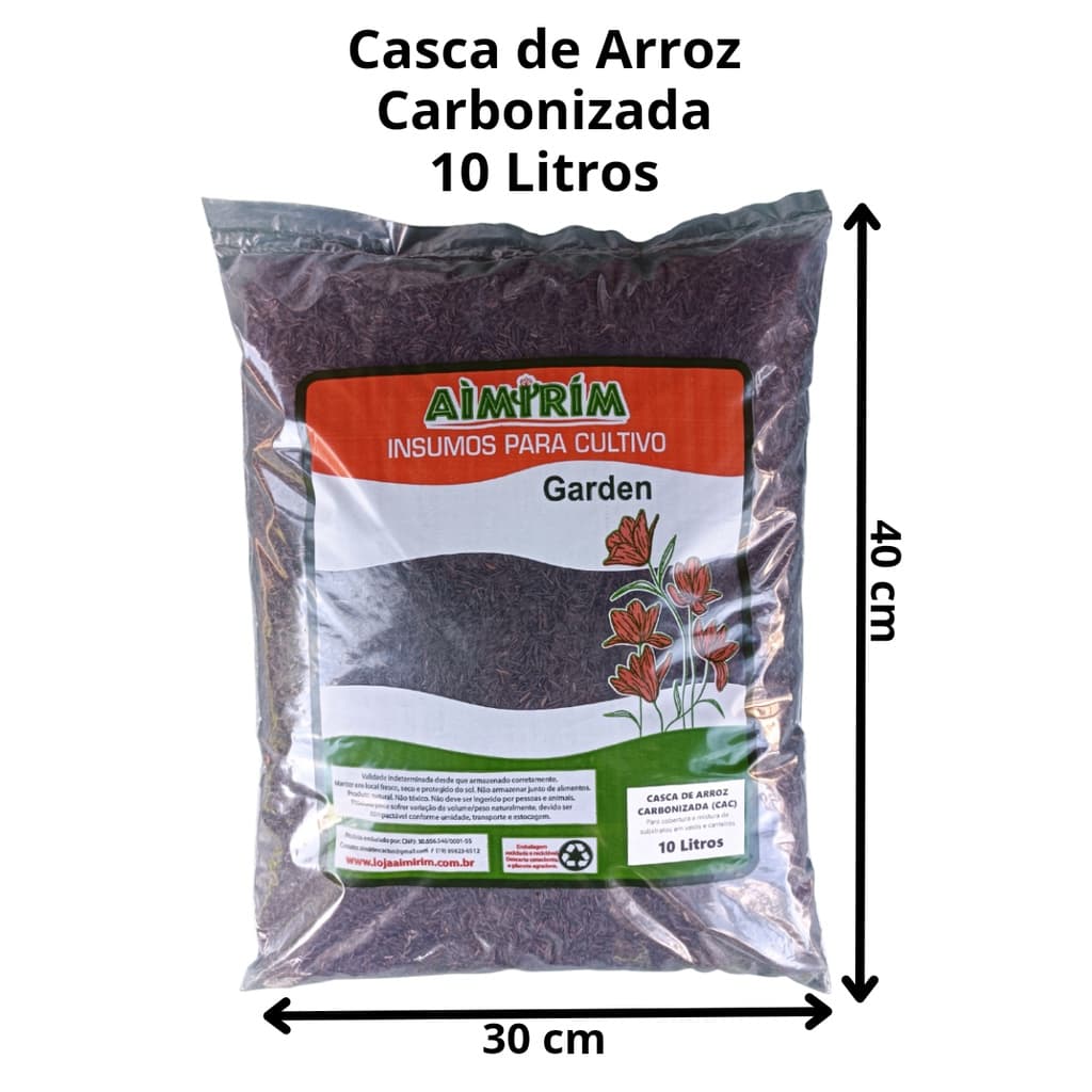 Casca De Arroz Carbonizada Orquídeas Suculentas Cactos 10 L