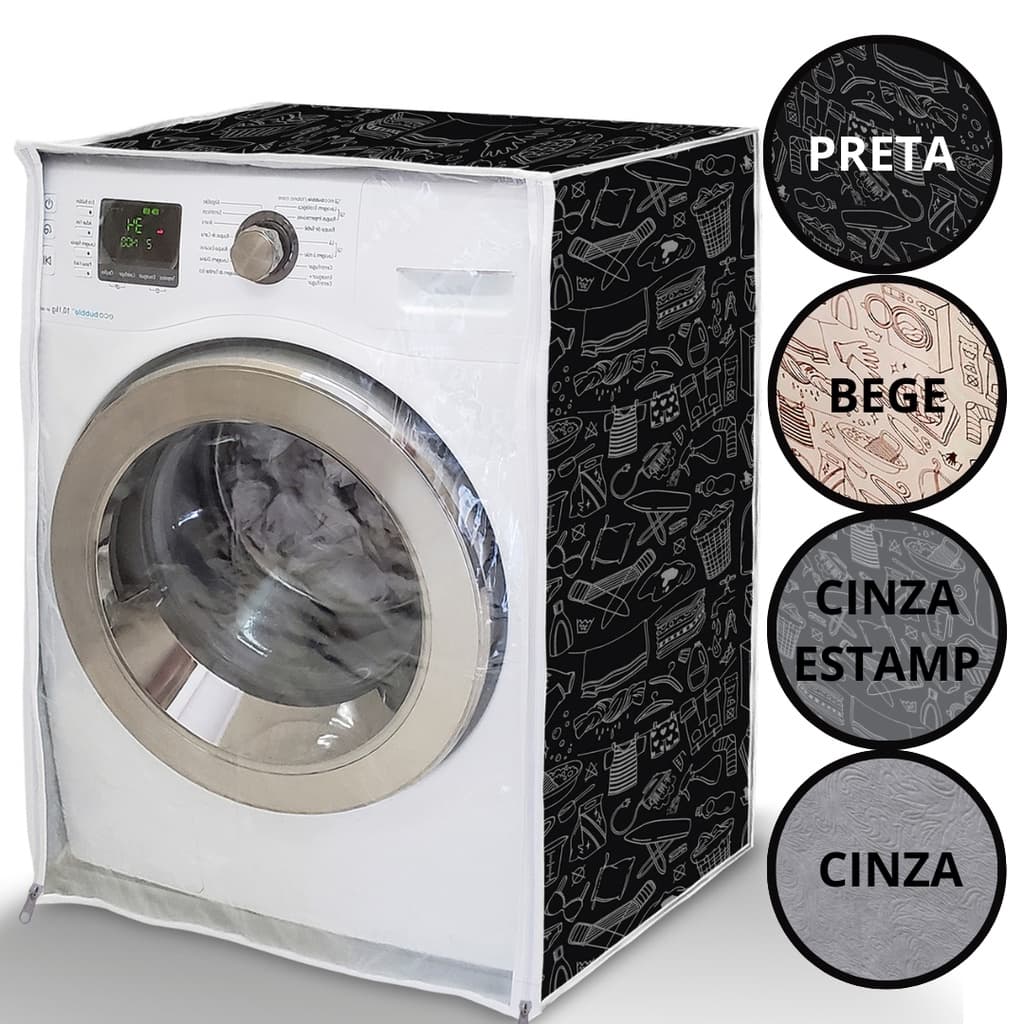 Capa Máquina De Lavar Abertura Frontal Lava Seca Samsung Ziper LG Midea 8kg 9kg 10kg 11kg