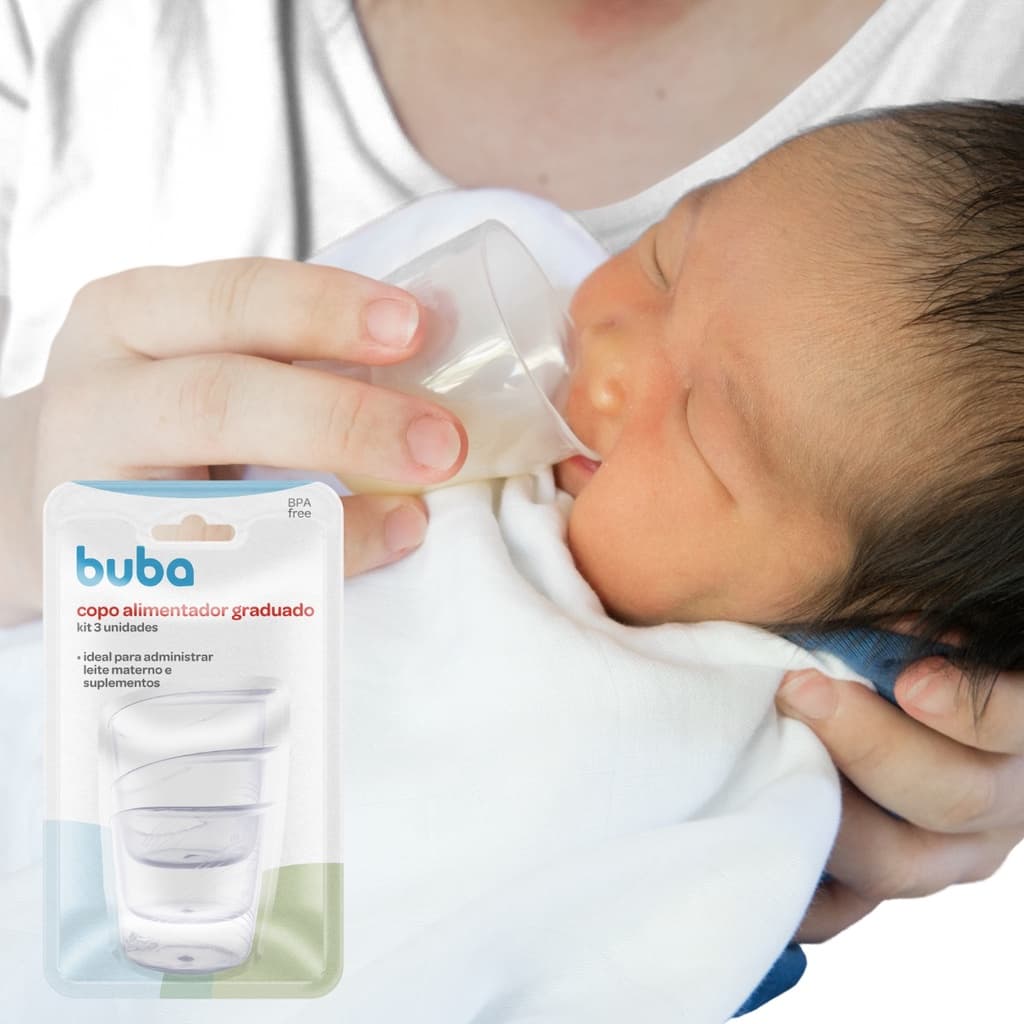 Kit 3 Copo Graduado Bebê Recém Nascido Alimentador Medidor Relactação Buba