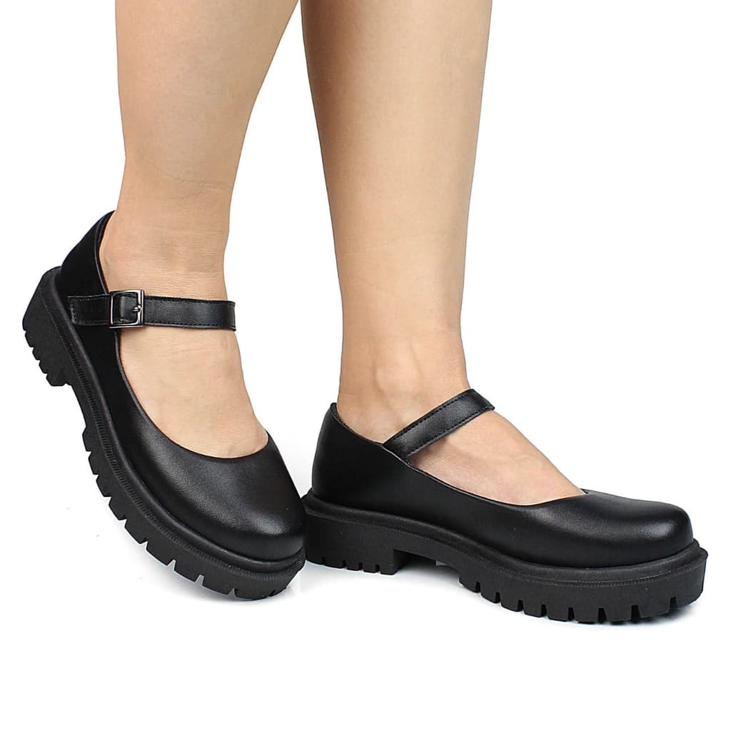 Sapatilha Boneca  Tratorada Sapato Social Feminino Preto Sintético