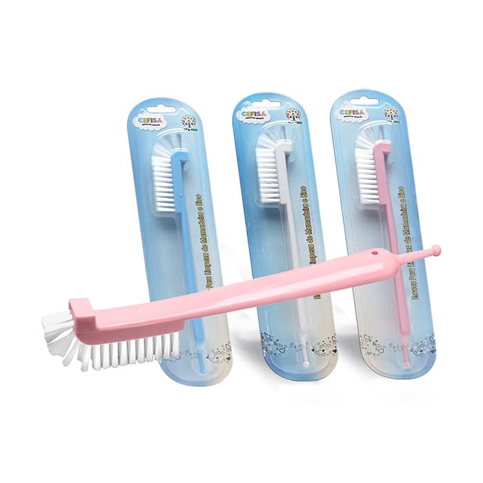 Escova p/Limpeza de Mamadeira e Bico Luxo Color, Bebê, Infantil, Rosa e Azul.