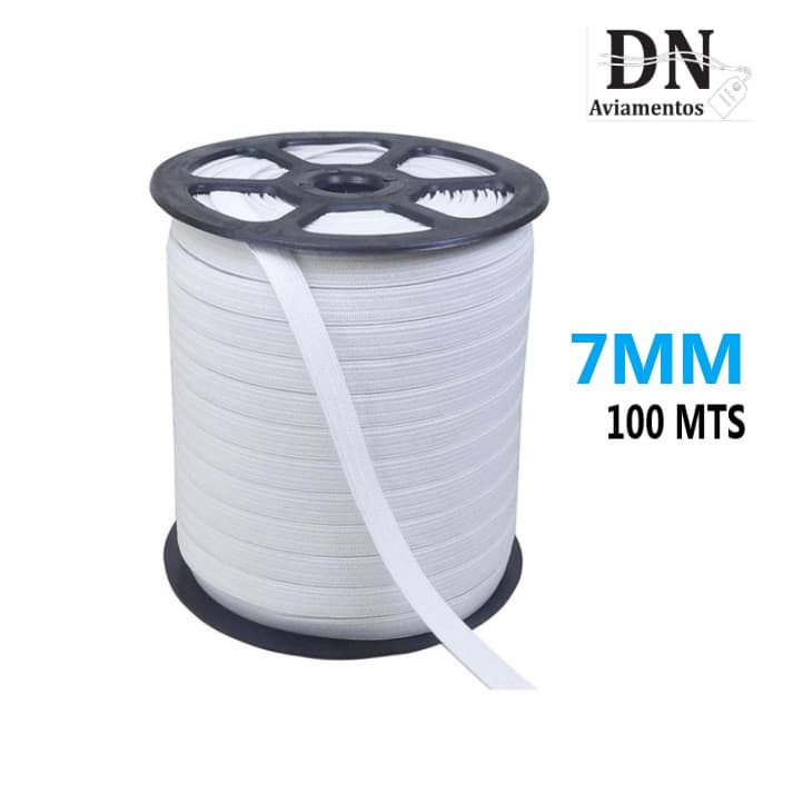 ELÁSTICO BRANCO 7MM ROLO COM 100 METROS