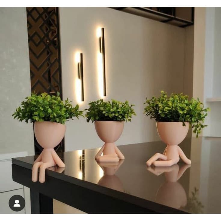 Kit 3 Mini Vasinhos com Planta FLOR artificial Enfeite Bob Robert para Decoração Casa vaso de plástico tamanho mini 6 cm