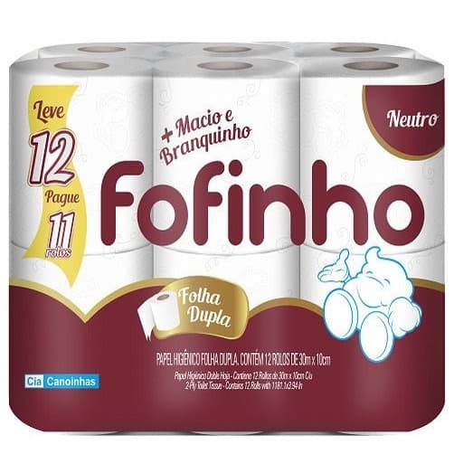 Papel Higiênico Fofinho Folha Dupla - 12 Rolos - 30 Metros