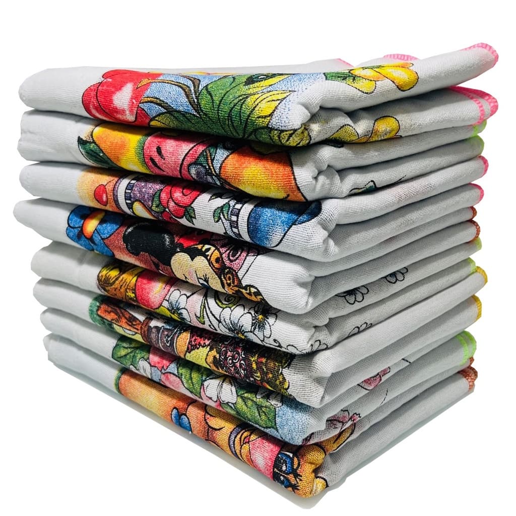 Kit 10 Panos De Prato Copa Estampado Bainha Premium