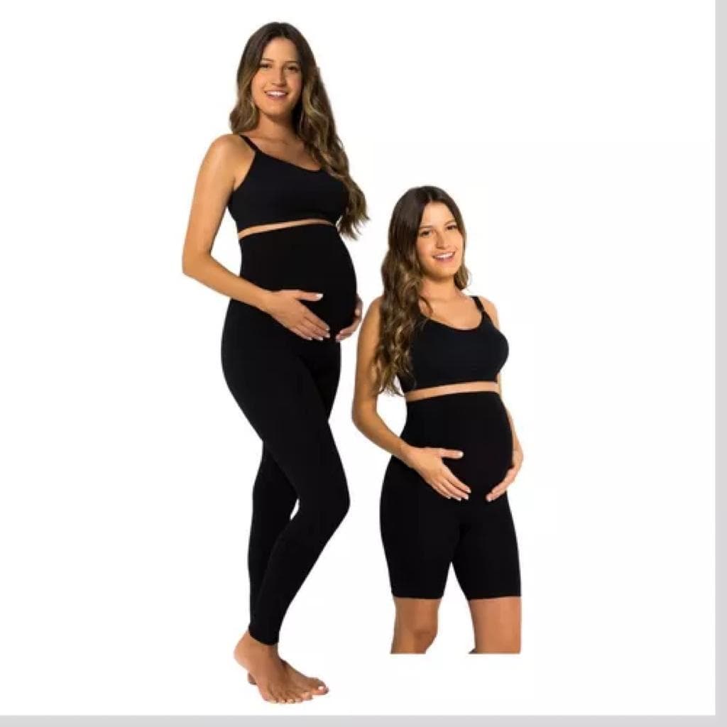 kit Calça + Bermuda Gestante Maternidade Gravida  Cós Alto Confortável Gestação Feminina