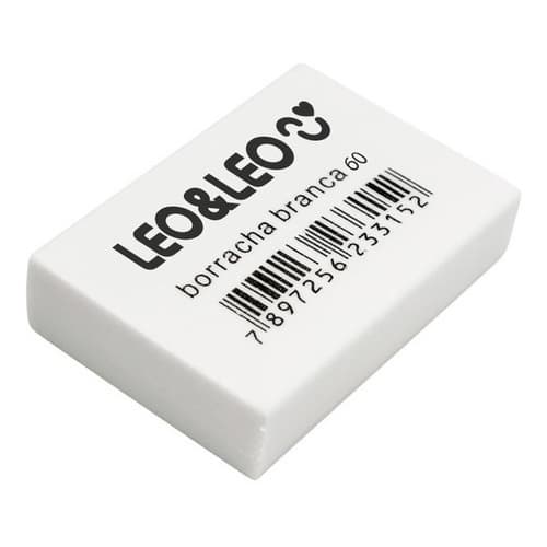 Borracha Escolar Branca N°20/40/60 Leo&Leo Kit Com 6 Unidades