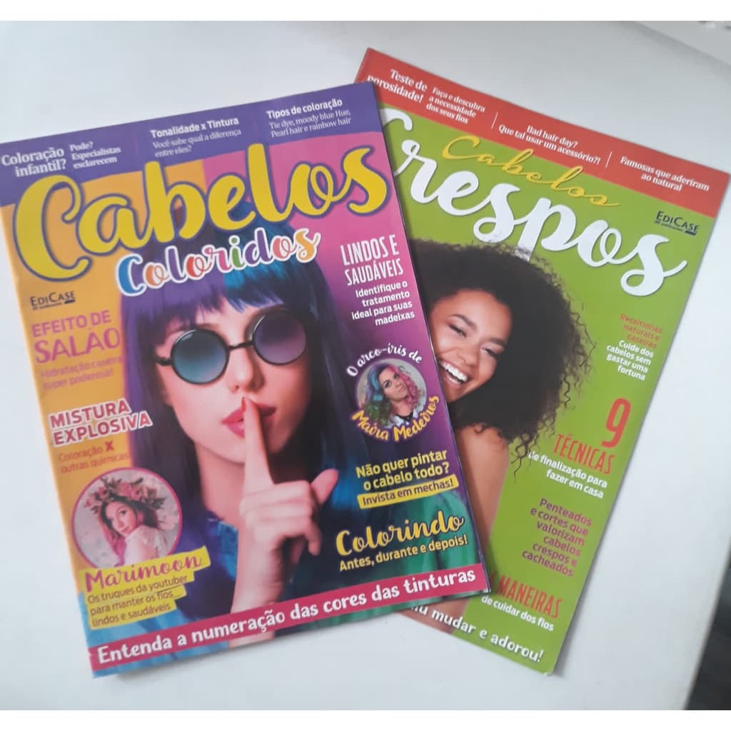 2 Revistas Moda CABELOS Coloridos e Cabelos Crespos