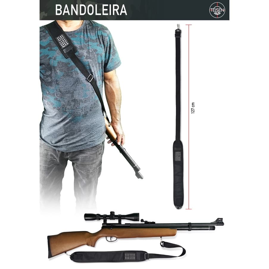 Bandoleira com Porta Chumbo 5.5 mm (28 un) Regulável 2 Pontas Universal - Preta