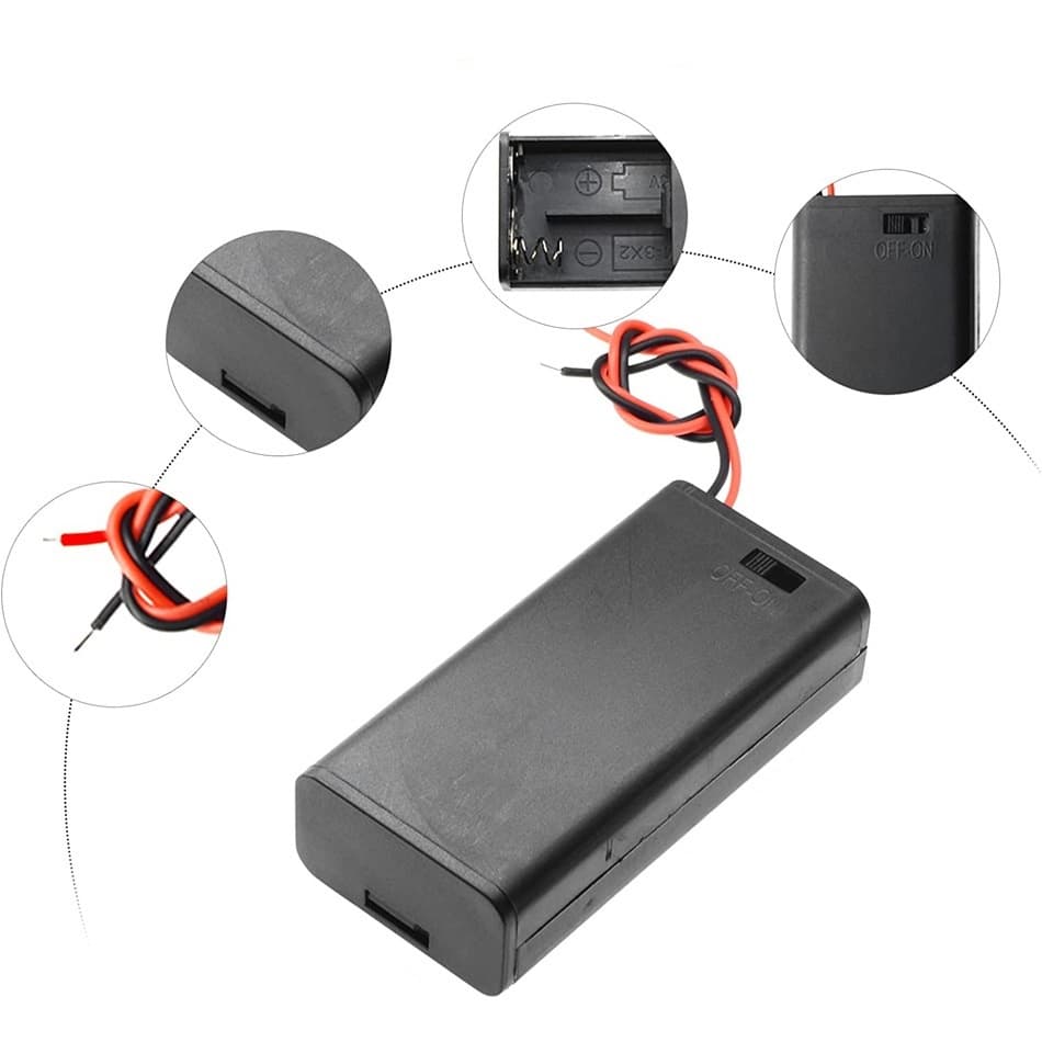 Suporte P/ 2 Baterias Aaa Com Tampa E Chave On-off [ Código 659 ]