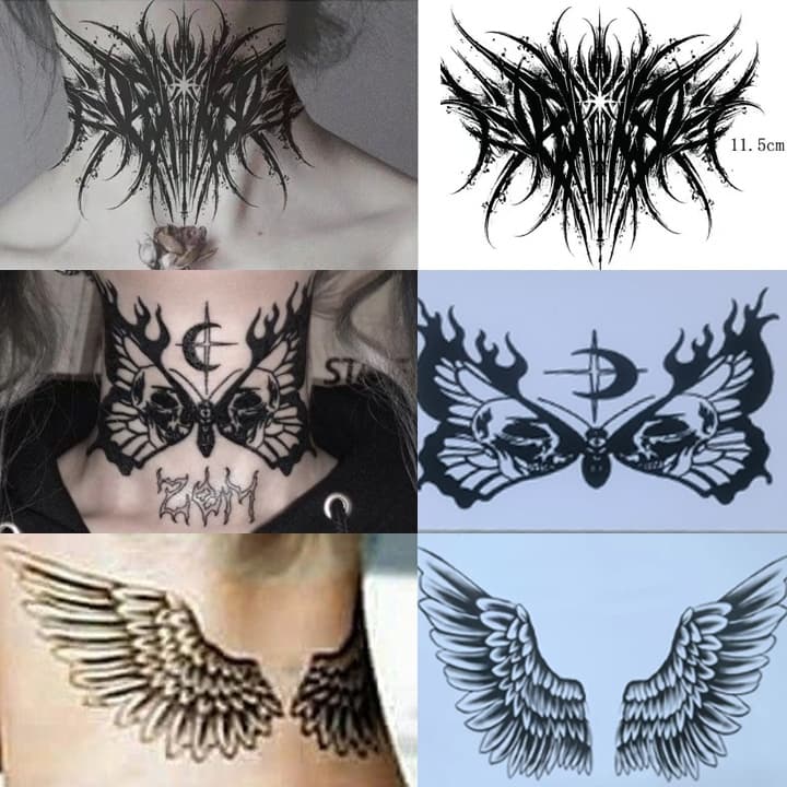 Tatuagem Temporária Tattoo Fake a Prova D'água Unisex Realistas 3D Festa Verão Praia Masculino Feminina Pescoço Nuca
