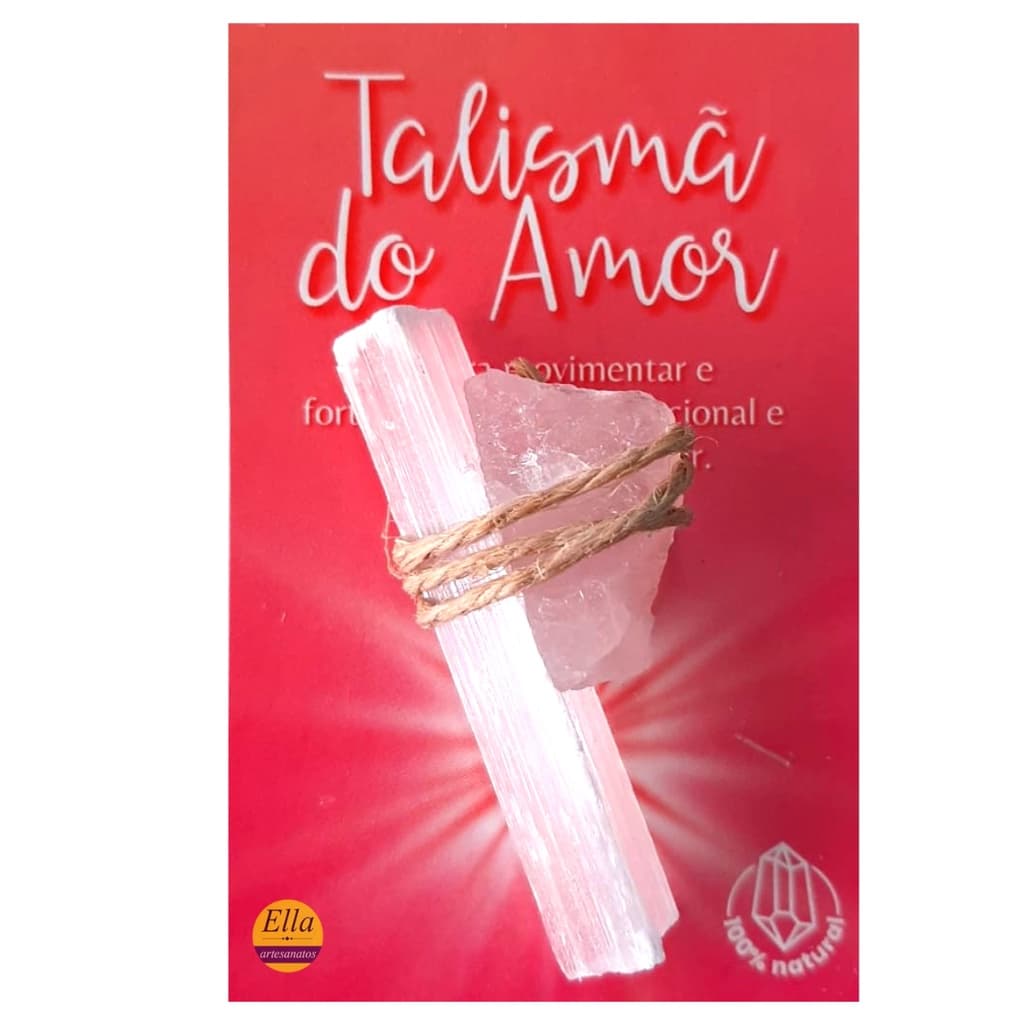 Talismã do Amor- Selenita e Quartzo Rosa Pedras Naturais