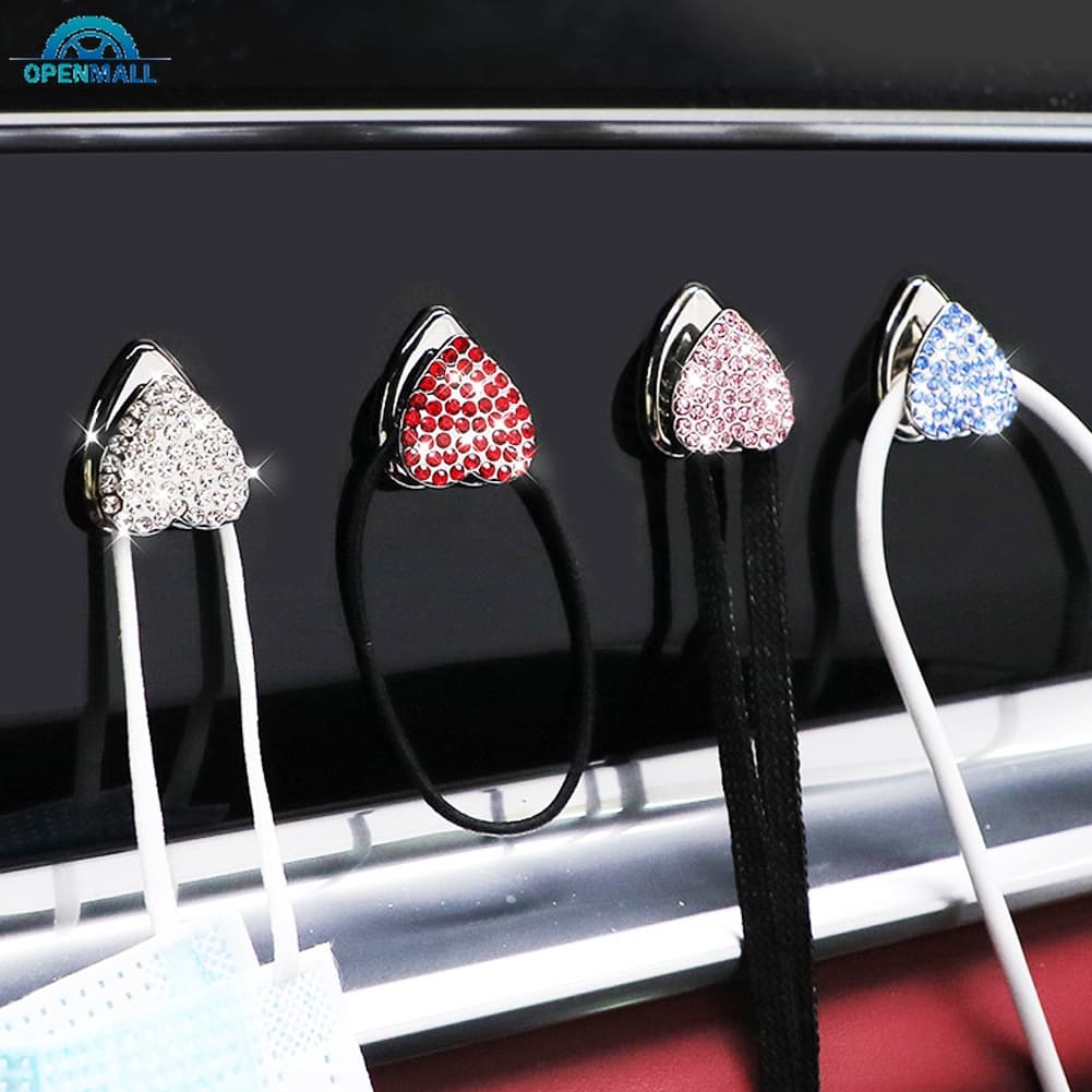 OM Gancho Para Carro Organizador De Interiores Rhinestone Acessórios Suporte De Óculos De Sol Pasta Capô Pequeno