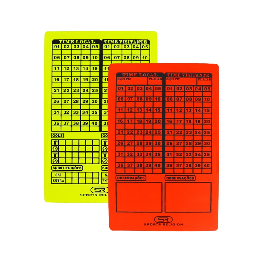 Cartão Árbitro Futebol Campo Oficial Numeral Fluorescente