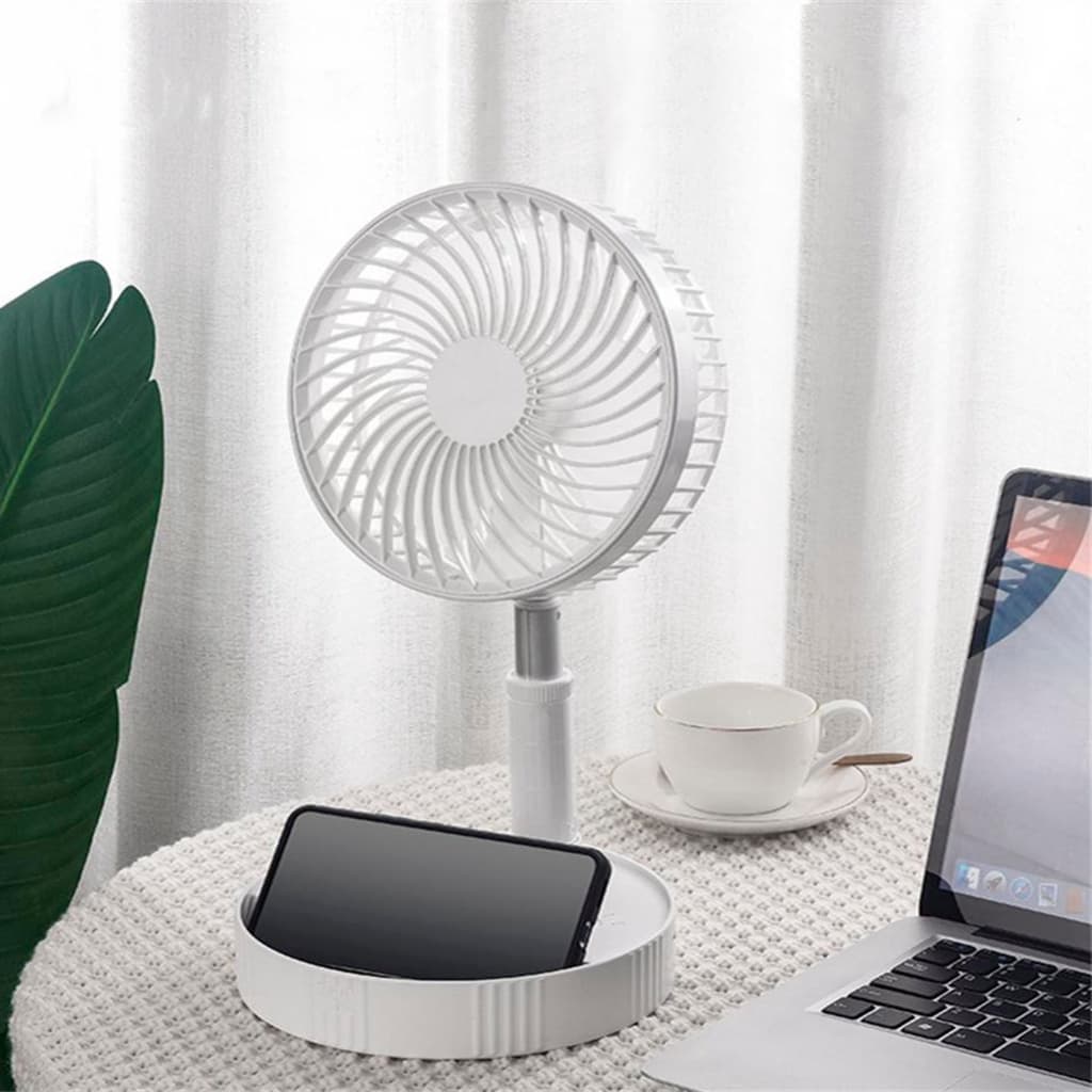 Ventilador Portátil Dobrável Retrátil USB Ajustável Recarregável para Mesa Piso Escritório Viagens