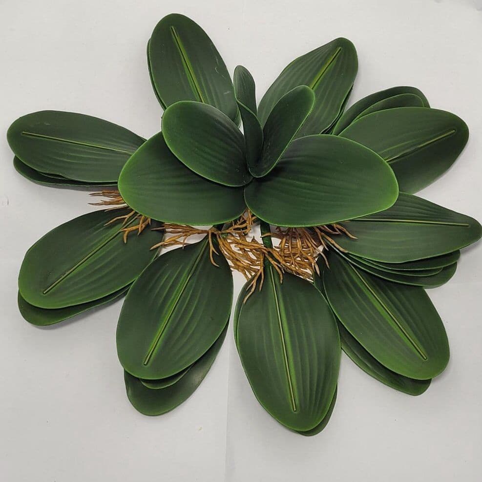 Kit 2 Folhas De Orquídea Artificial Complemento De Arranjos Folhagem