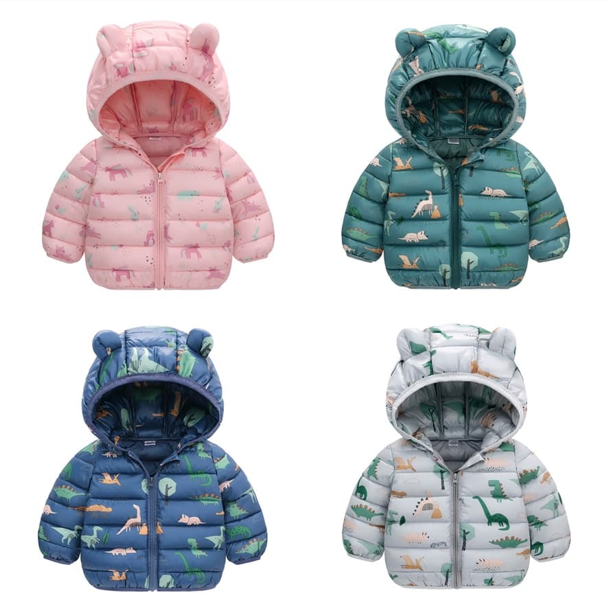 0-4 Anos De Idade Casaco De Algodão Infantil Estampa De Desenho Animado Grosso Da Moda