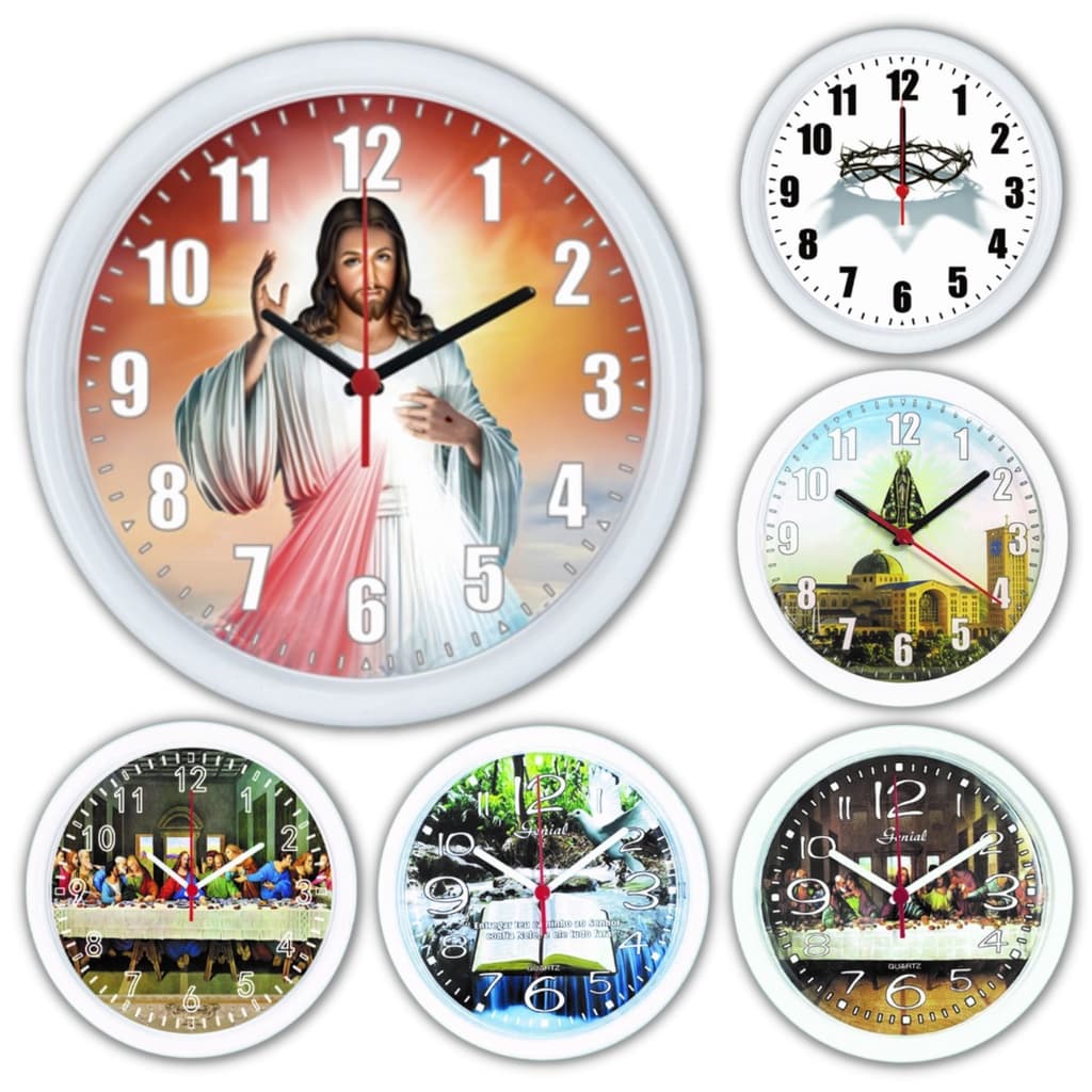 Relógio de Parede Analógico 24cm Redondo RELIGIOSOS