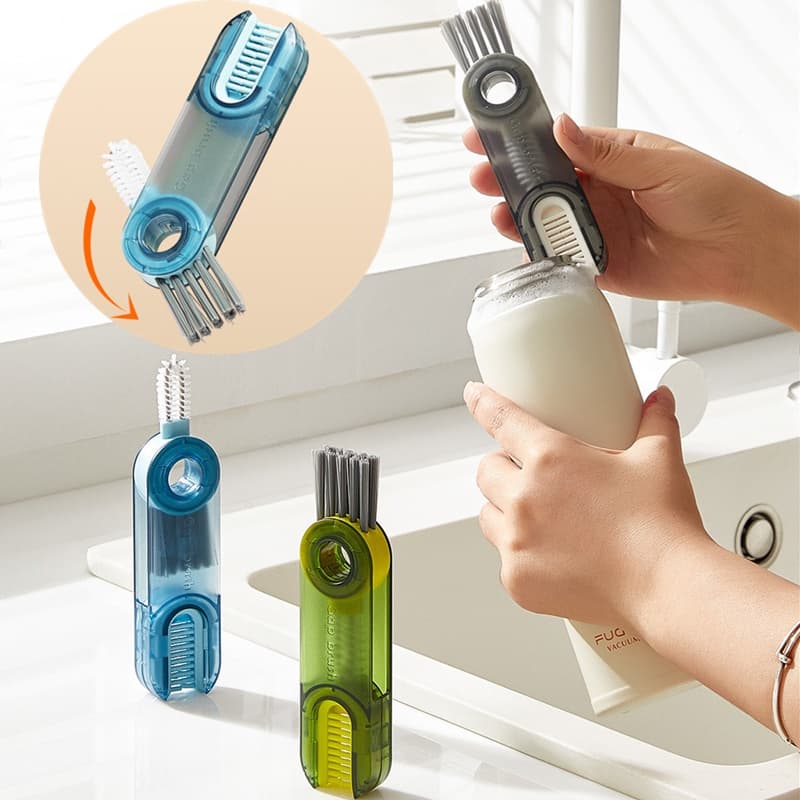 Escova De Limpeza 3 em 1 Multiuso 360º Para Mamadeiras Garrafas Copos