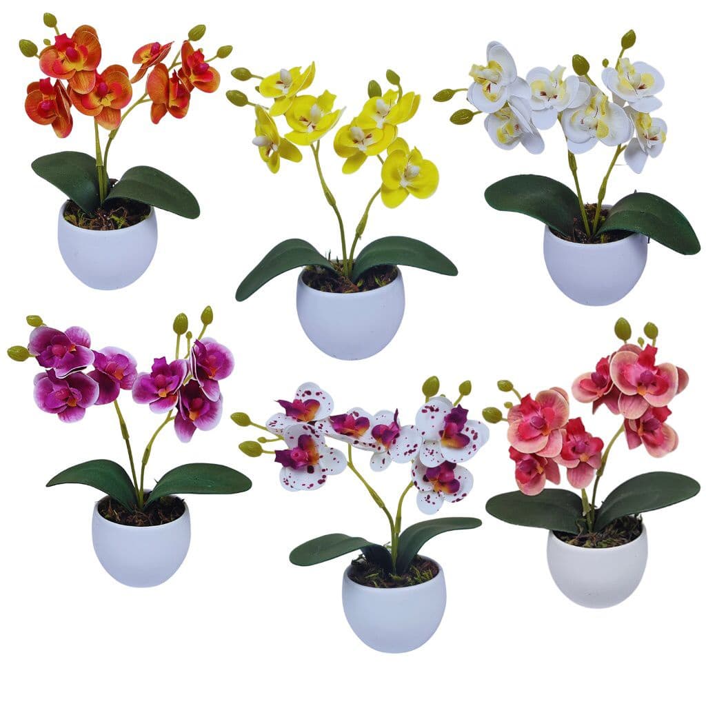 Arranjo Orquídeas Mini Planta Artificial Decorativo Com Vaso Completo