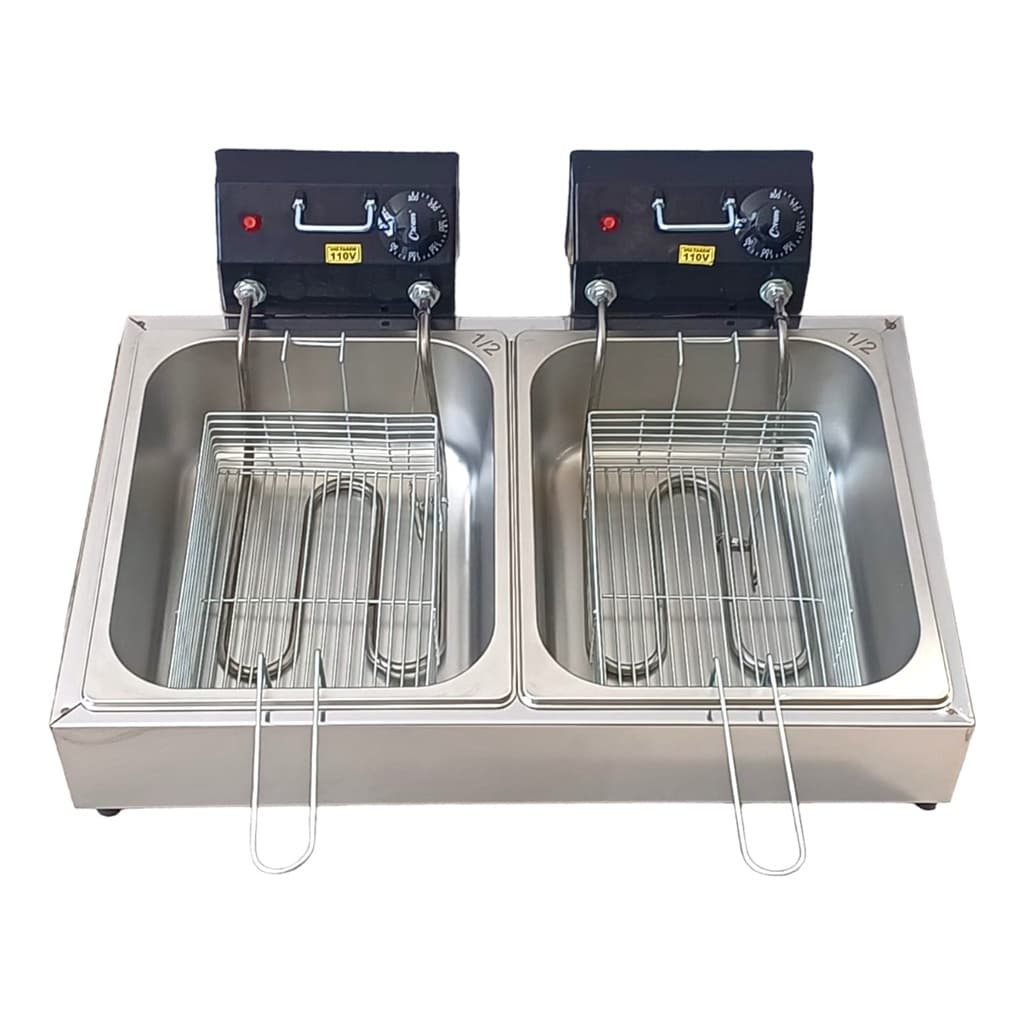 fritadeira elétrica industrial 2 cubas 5 litros cada 10 litros  promoção