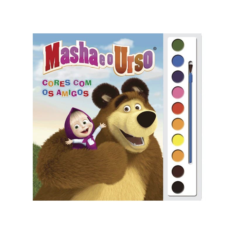 Livro com Aquarela Masha e o Urso Cores com os Amigos